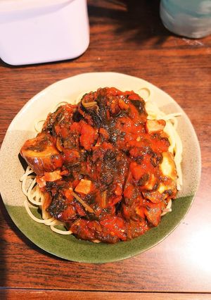 ほうれん草&ベーコン茄子のトマトパスタ♡-レシピのメイン写真