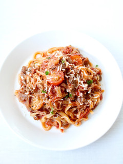 トマト缶で簡単に【牛トマトパスタ】-レシピのメイン写真