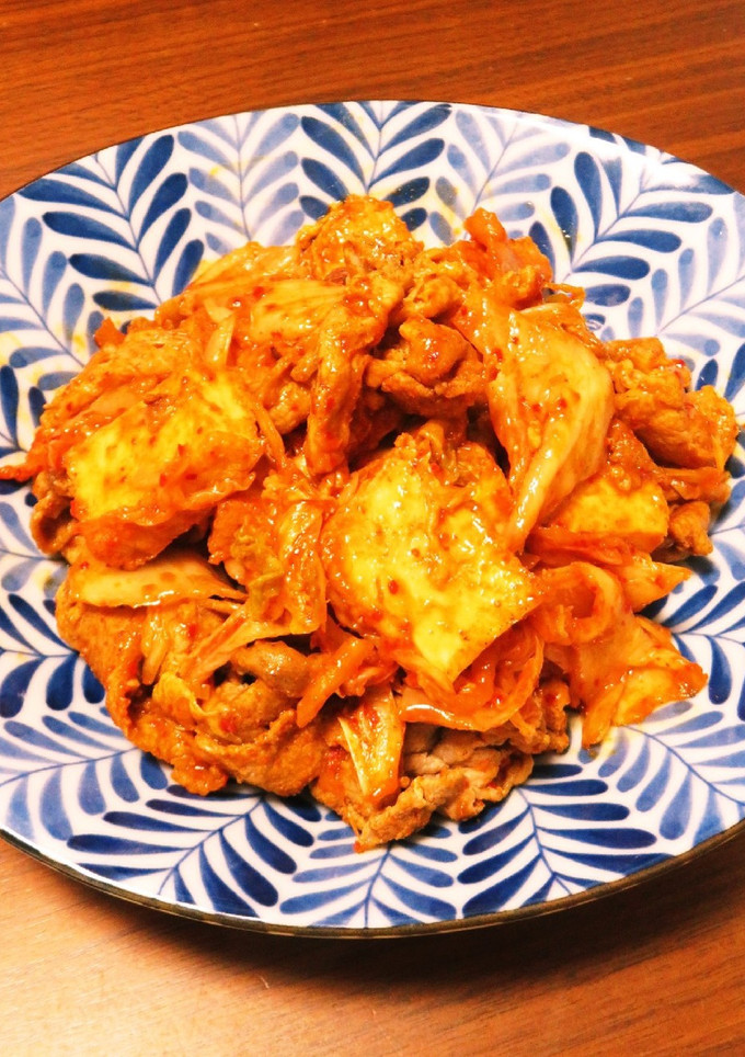 ☺簡単かさ増しおかず♪厚揚げ入り豚キムチ-レシピのメイン写真
