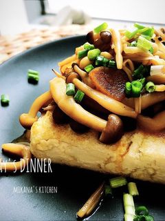 ガリバタ醤油できのこたっぷり豆腐ステーキ-レシピのメイン写真