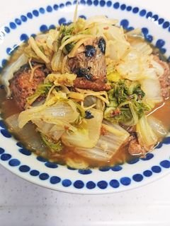 簡単!サバ缶みそ味と白菜と生姜の煮物-レシピのメイン写真