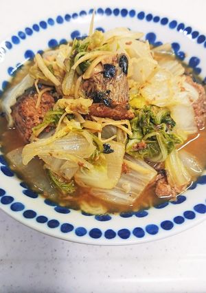 簡単!サバ缶みそ味と白菜と生姜の煮物-レシピのメイン写真