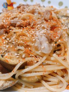 豚肉とナスの七味醤油パスタ-レシピのメイン写真