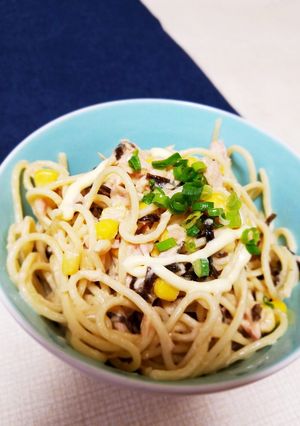 塩昆布とツナ缶コーンパスタ-レシピのメイン写真