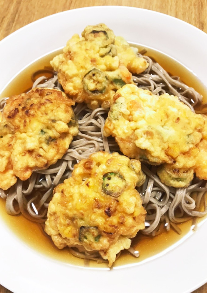 オクラとコーン海老のかき揚げ蕎麦-レシピのメイン写真