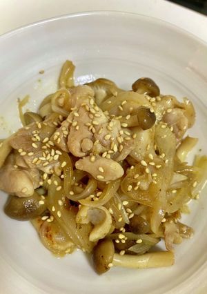 鶏もも肉とシメジのコク旨柚子胡椒炒め-レシピのメイン写真