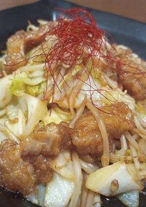 揚げホルモン入りピリ辛野菜炒め-レシピのメイン写真