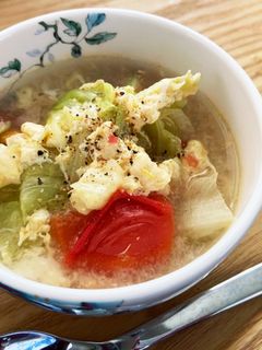 トマトとレタスのとき玉中華風スープ-レシピのメイン写真