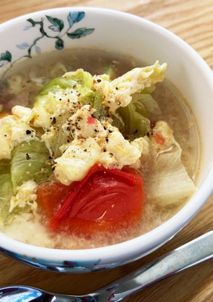 トマトとレタスのとき玉中華風スープ-レシピのメイン写真