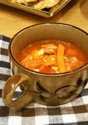 野菜ジュースで朝から元気スープ-レシピのメイン写真
