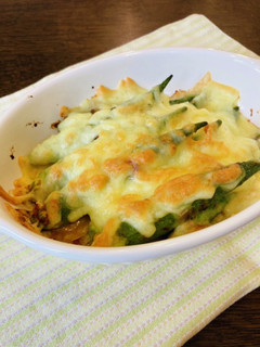 オクラの麺つゆおかかチーズ焼き♪-レシピのメイン写真