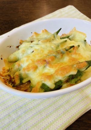オクラの麺つゆおかかチーズ焼き♪-レシピのメイン写真