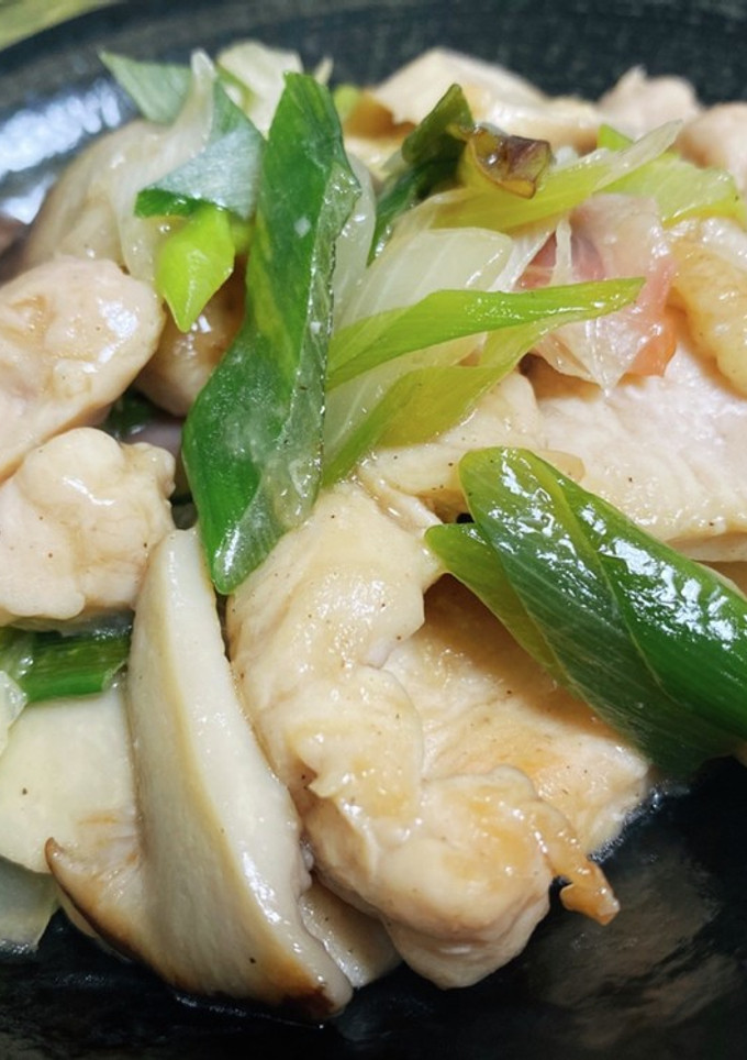 エリンギとむね肉のねぎ塩炒め-レシピのメイン写真