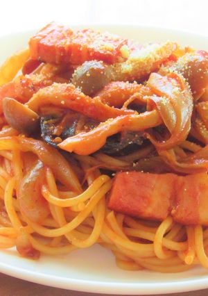 ベーコンと茄子ときのこの和風トマトパスタ-レシピのメイン写真