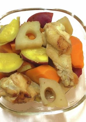 秋の根菜と手羽元の甘酢煮-レシピのメイン写真