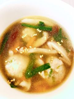 ダイエット 鶏団子ときのこの中華スープ-レシピのメイン写真