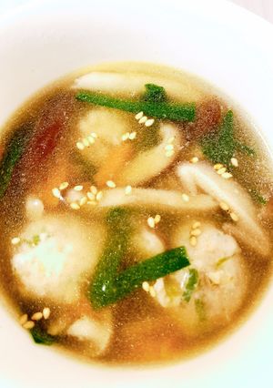 ダイエット 鶏団子ときのこの中華スープ-レシピのメイン写真