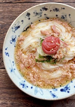 【簡単】さっぱり！梅ツナぶっかけそうめん-レシピのメイン写真