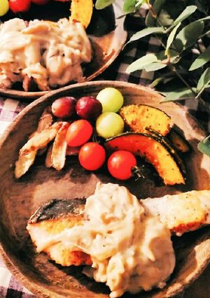 秋鮭の舞茸豆乳みそクリーム-レシピのメイン写真