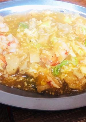 簡単・親子丼からのエビチリへリメイク-レシピのメイン写真