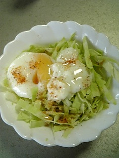 ♪キャベツと温泉卵で簡単食物繊維♪-レシピのメイン写真