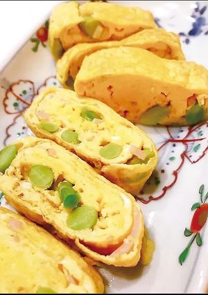 紅ショウガと枝豆のだし巻き卵-レシピのメイン写真