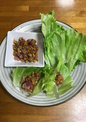 納豆とベーコンのレタス包み-レシピのメイン写真