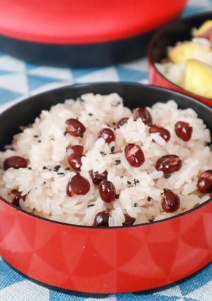 レンジで簡単お祝い！赤飯とさつま芋おこわ-レシピのメイン写真