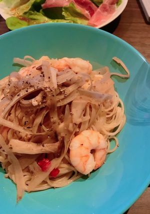 エビとゴボウのペペロンチーノパスタ-レシピのメイン写真