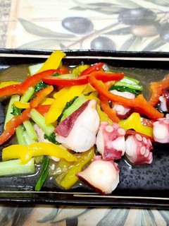 たこと江戸菜とパプリカのガ−リック炒め-レシピのメイン写真