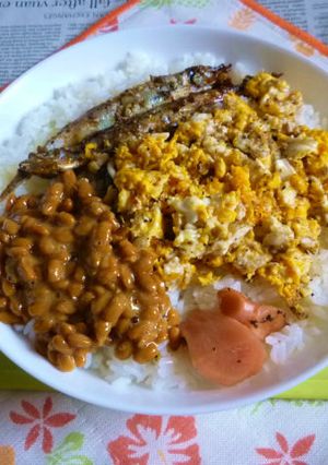 ししゃも・炒り卵＆納豆のカフェ丼-レシピのメイン写真