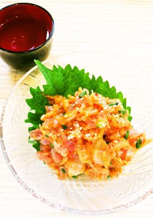 ☺簡単おつまみ♪まぐろのねぎとろキムチ☺-レシピのメイン写真