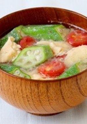 トマトとオクラのかきたま味噌汁-レシピのメイン写真
