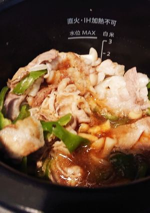 ホットクックで豚バラピーマンシメジ炒め物-レシピのメイン写真