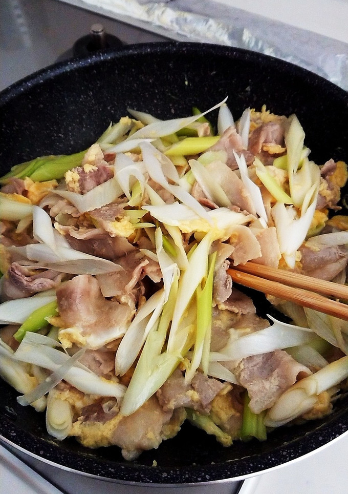【簡単】豚肉とネギと卵の白だし炒め-レシピのメイン写真