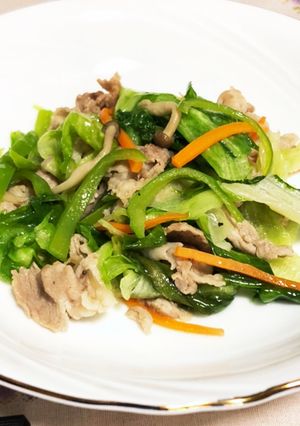 豚肉レタスのごま油炒め♪-レシピのメイン写真