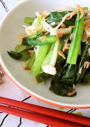 レンジで簡単！小松菜と干しえびの和え物-レシピのメイン写真