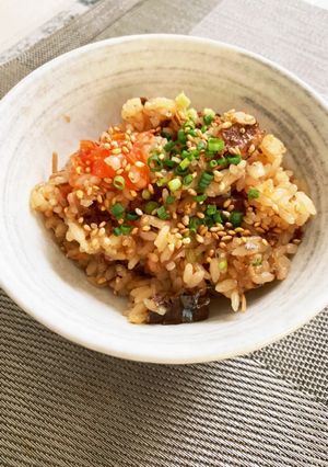 サンマ蒲焼缶トマト炊込みご飯-レシピのメイン写真
