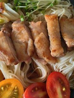 歯ごたえ抜群!親鶏ぶっかけそうめん☆-レシピのメイン写真