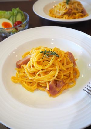 にんにくごまだれのカルボナーラ-レシピのメイン写真