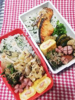 野球少年弁当♡焼き鳥&鮭西京焼き9/19-レシピのメイン写真