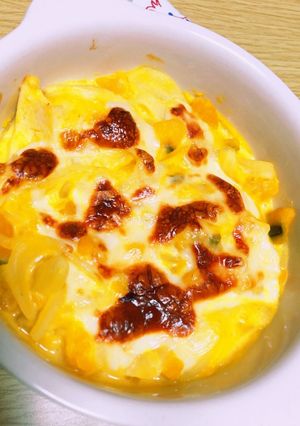 簡単！かぼちゃ煮物とスープの素でグラタン-レシピのメイン写真