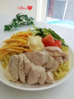 マヨ+サラダチキンのっけ☆冷やし中華-レシピのメイン写真
