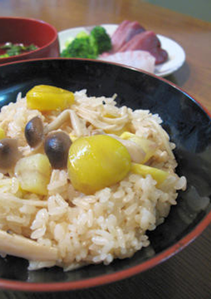 栗ときのこの炊飯器おこわ-レシピのメイン写真