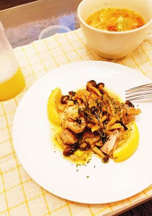 鶏肉としめじのレモンアーリオオーリオ-レシピのメイン写真