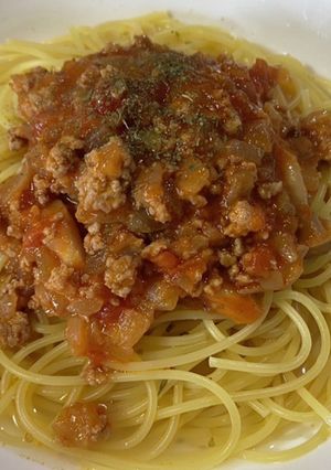 簡単パスタ☆スープパスタでボロネーゼ-レシピのメイン写真