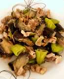 福耳とうがらしと茄子と豚肉の甘味噌炒め
