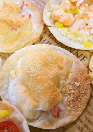 ♡メレンゲとカニカママヨの餃子ピザ♡-レシピのメイン写真