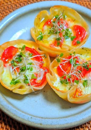 餃子の皮で焼きカプレーゼ-レシピのメイン写真