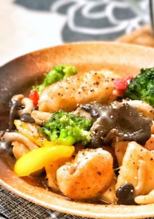 鶏むね肉と霜降りひらたけのオイスター炒め-レシピのメイン写真
